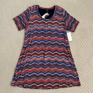 Karen Kane Free Spirit Wavy Print A-Line Dress 2X Flowy Summer Resortwear NWT